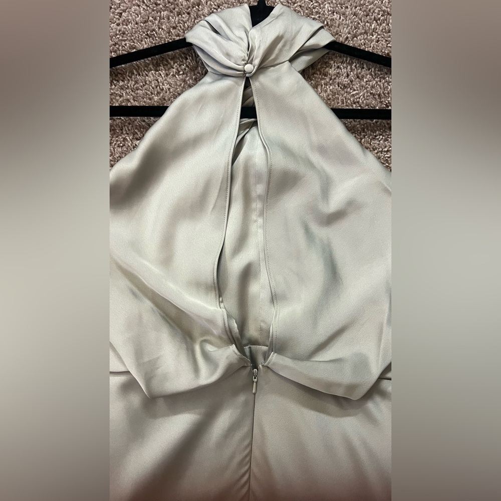 ASOS Sage Green Halter Dress, Peephole Back, Worn Once! Size US 4 
Retail $180 - Picture 9 of 12